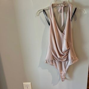 Thong body suit, halter, nude/pink color